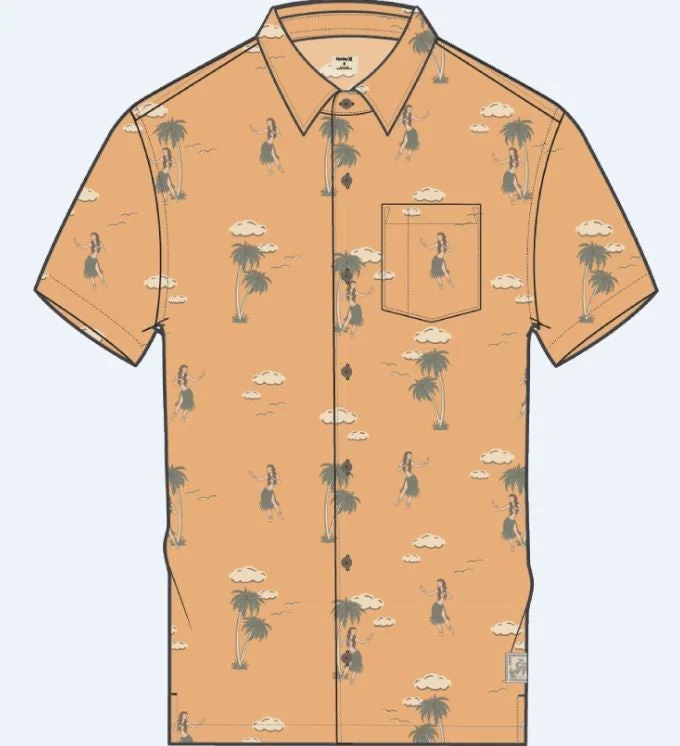 Extra Savings Hurley Short Sleeve Men's Woven Shirts Allover Printed