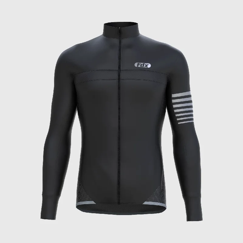 Fdx All Day Men's & Boy's Black Thermal Roubaix Long Sleeve Cycling Jersey