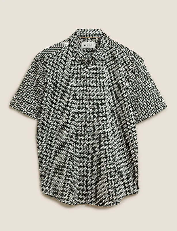 Cotton Geometric Print Shirt