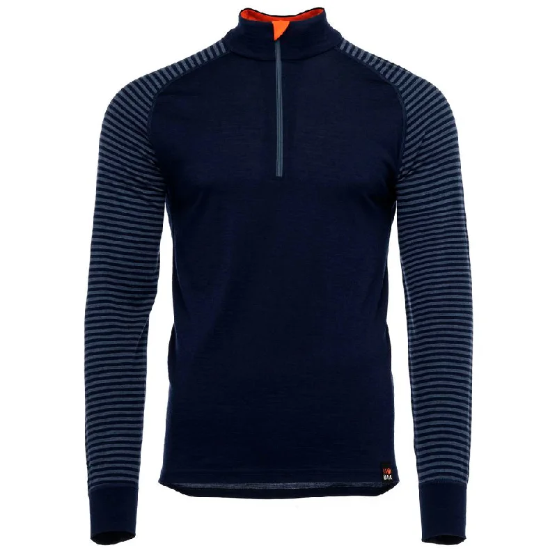 Mens Merino 200 Long Sleeve Zip Neck (Stripe Navy/Denim)