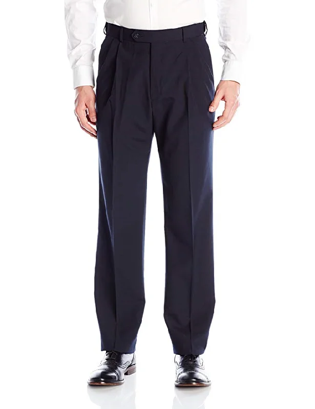 Massive Deal Palm Beach Wool/Poly Navy Pleated Expander Pant Big and Tall