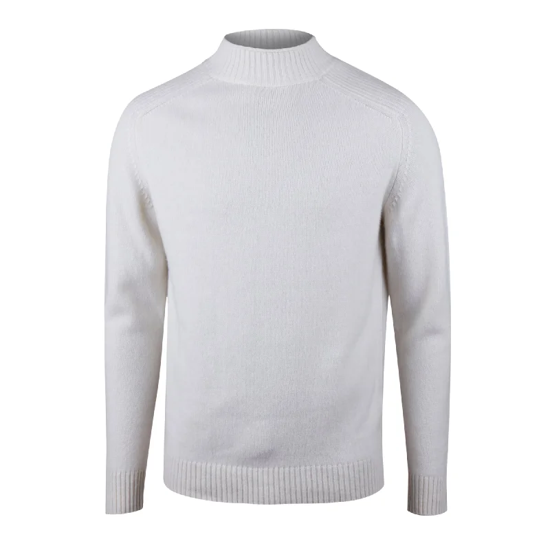 Off-White Cashmere Mock Neck Sweater - Stenströms