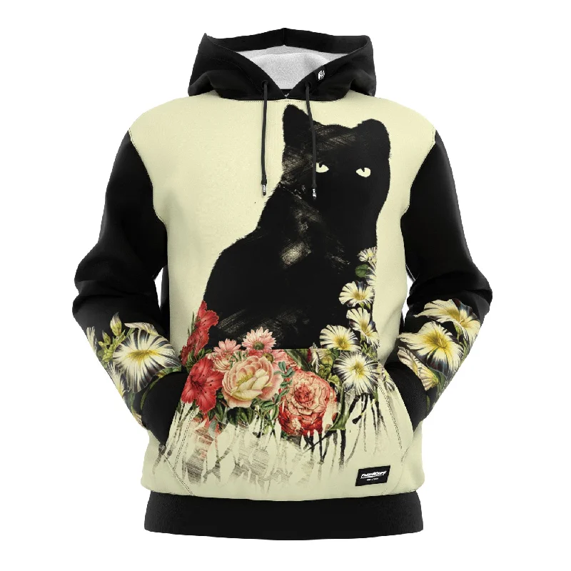 Weekend Offers That Shine Black Cat Vintage Flowers Hoodie