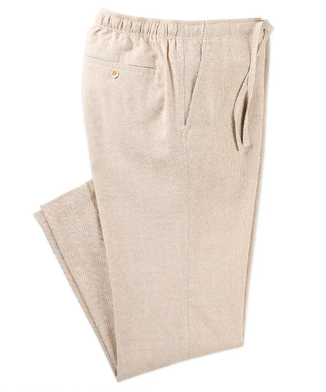 Deal Zone Cotton-Blend Herringbone Drawstring Pant