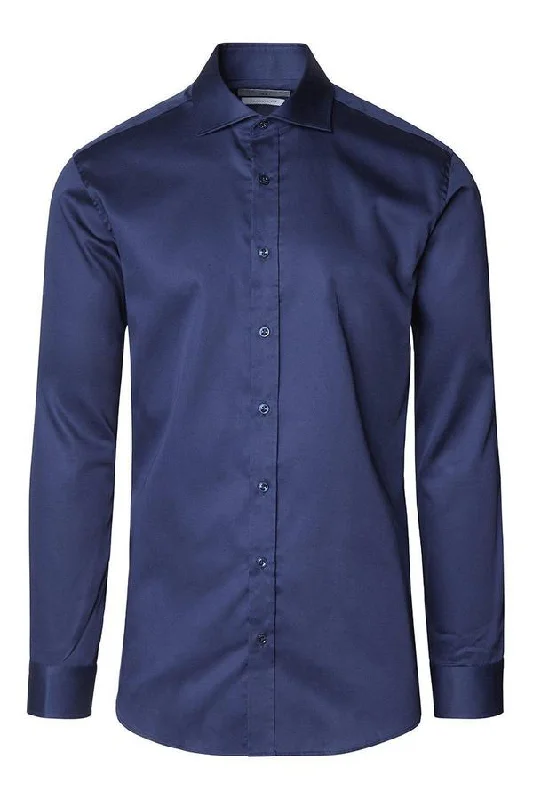 Spread Collar Dress Shirt- Navy