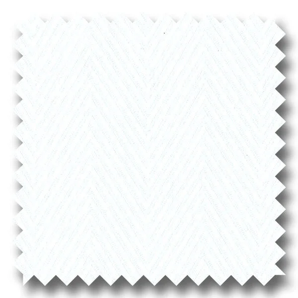 Discount Mania White Solid Herringbone - Custom Dress Shirt