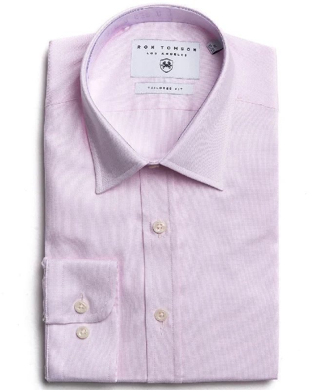 Italian Collar Textured Dress Shirt - Pink