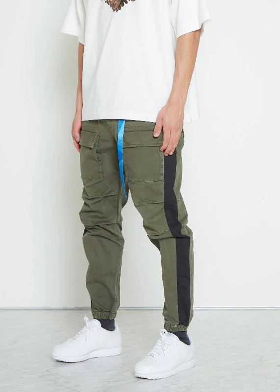 YEAR-End Sale Konus Men's Woven Jogger with Tape in Olive