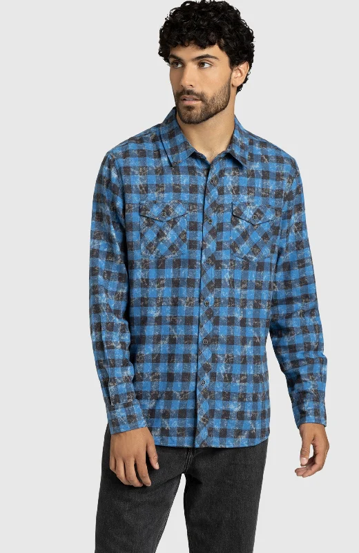 Federal Blue Plaid Flannel Shirt