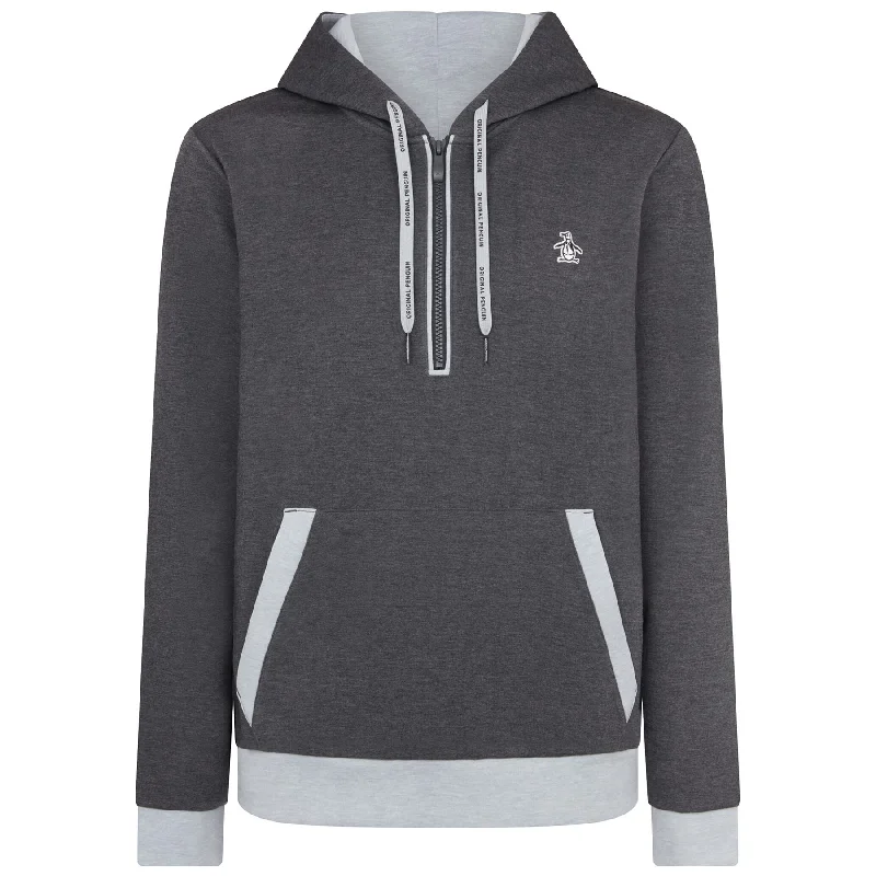 Final Clearance Quarter Zip Colour Block Hoodie Caviar - AW24