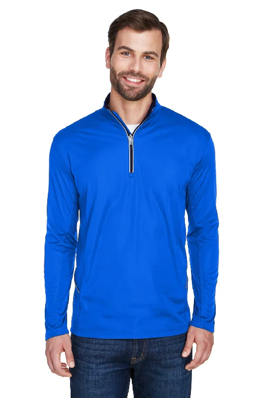 Incredible Offers UltraClub Mens Cool & Dry Moisture Wicking 1/4 Zip Sweatshirt w/ Pocket - Kyanos Blue