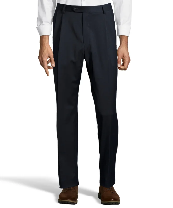 Pay Less Palm Beach 100% Wool Gabardine Navy Pleated Pant