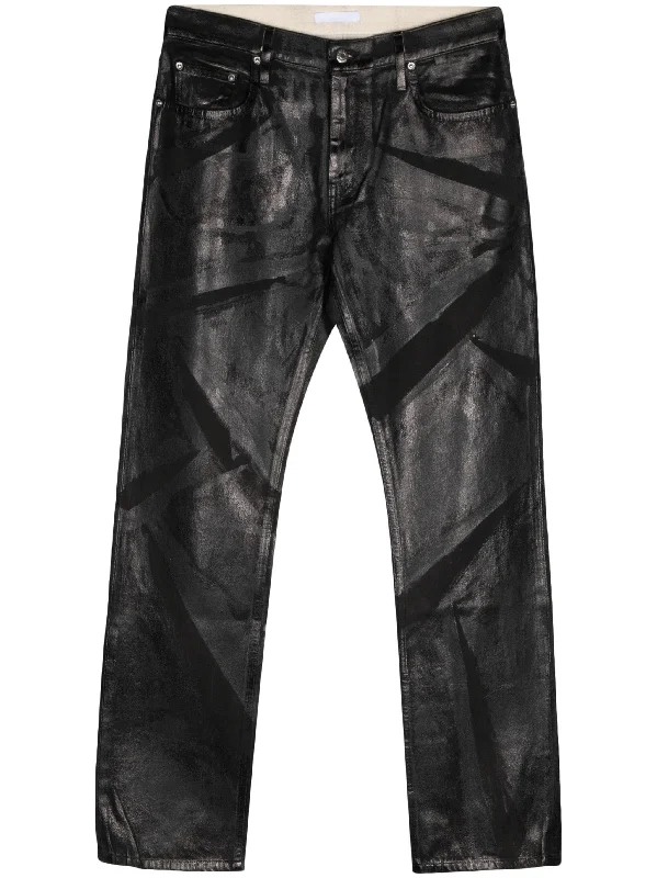 Act Now Foil-Print Low-Rise Straight-Leg Jeans