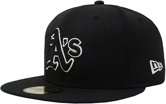 Super Bargain New Era 59Fifty Oakland Athletics CAP- BLK/BLK/WHT