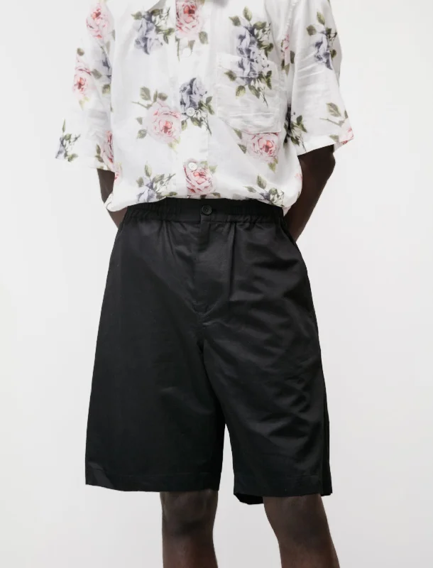 Relaxed Shorts Cotton Linen Silk Black