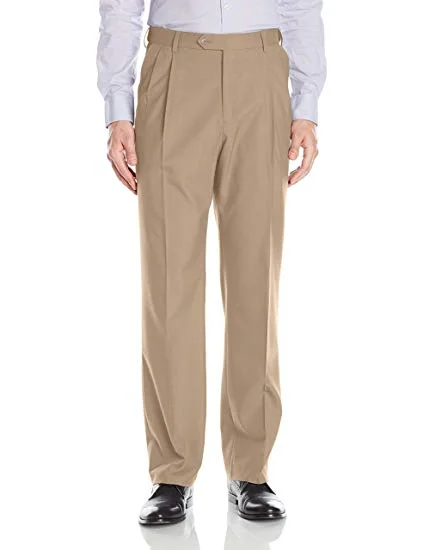 Act Fast Palm Beach Wool/Poly Camel Pleated Expander Pant