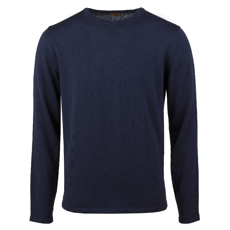 Navy Merino Crew Neck Sweater - Stenstroms