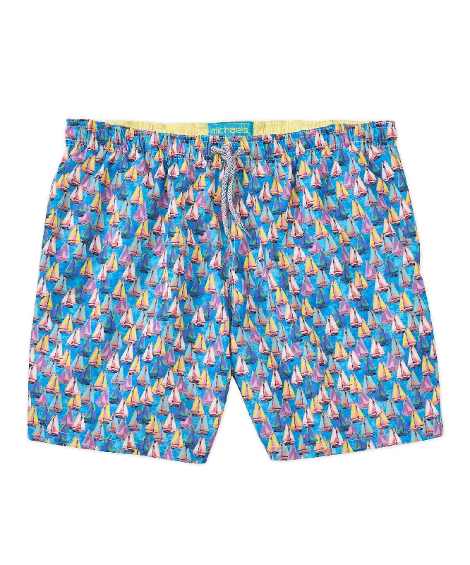 Online Only Michael's Italian Sailing Away Print Swim Trunks