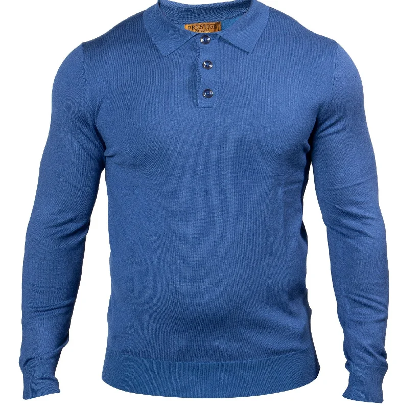 Prestige MCS-290 Long Sleeve 3 Buttons Polo Denim