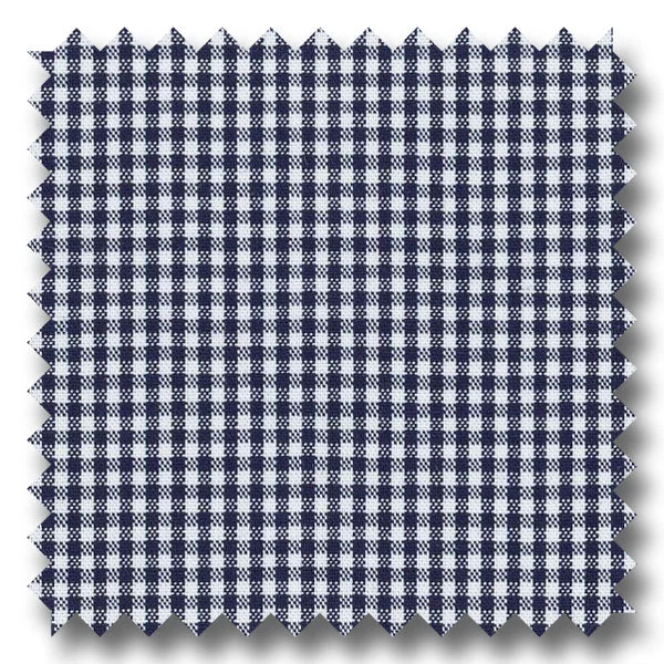 Price Drop Navy Mini Gingham Check Broadcloth - Custom Dress Shirt