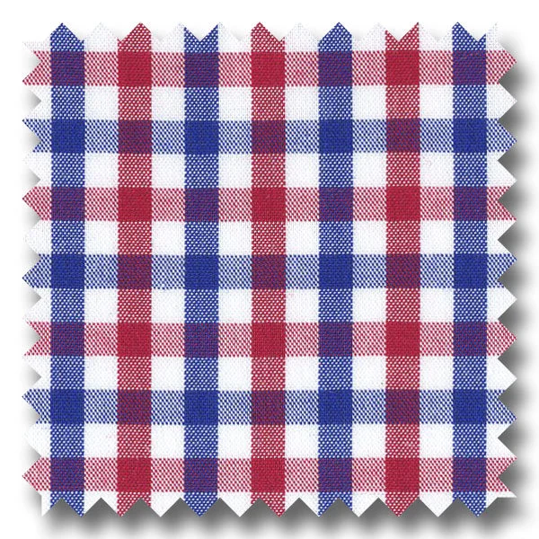 Discount Mania Blue and Red Gingham Check Broadcloth - Custom Dress Shirt