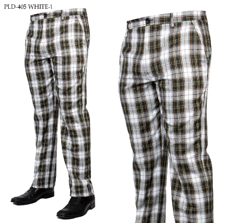 PLD-405 I PRESTIGE PLAID PANTS I WHITE-1