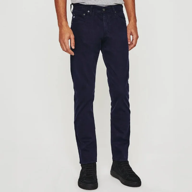 Rich Navy Modern Slim Tellis Sueded Pants