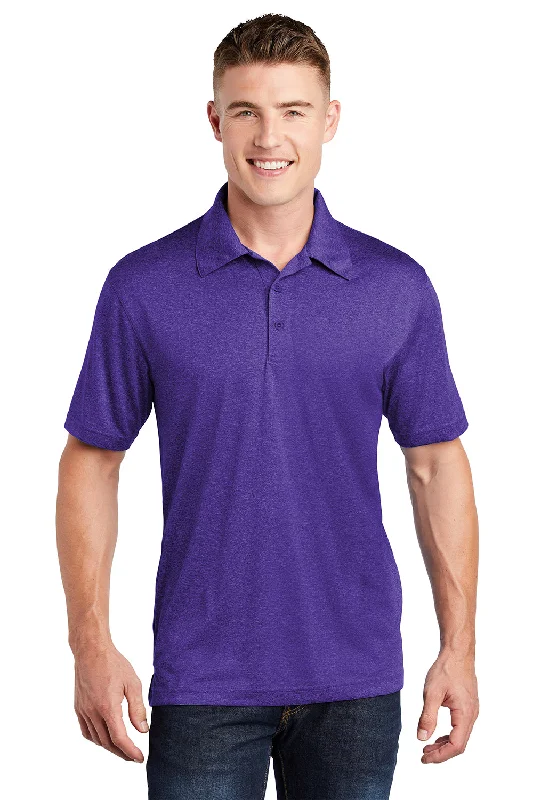 Online Only Sport-Tek Mens Heather Contender Moisture Wicking Short Sleeve Polo Shirt - Heather Varsity Purple Online Only Sport-Tek Mens Heather Contender Moisture Wicking Short Sleeve Polo Shirt - Heather Varsity Purple