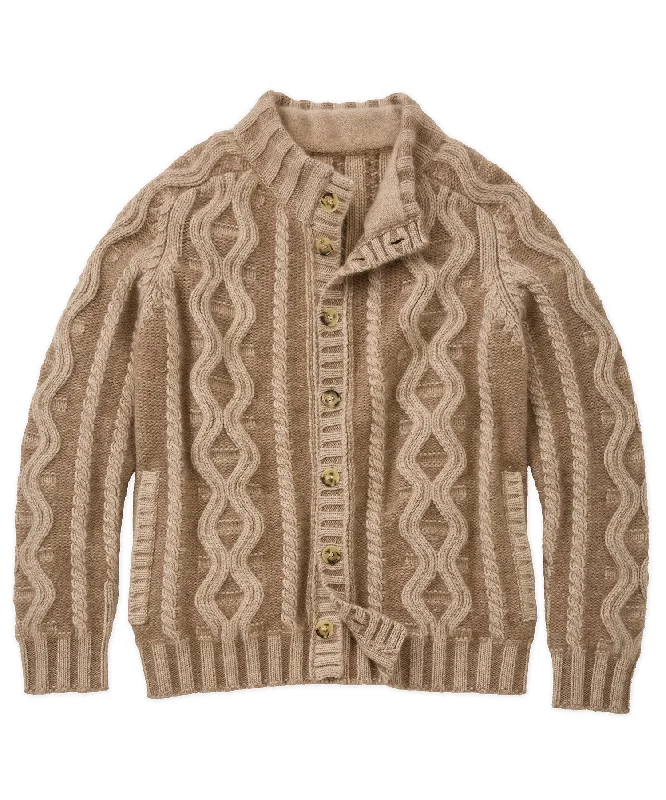 Bargain Prices Kazakh Two-Tone Plaited Cable Cardigan
