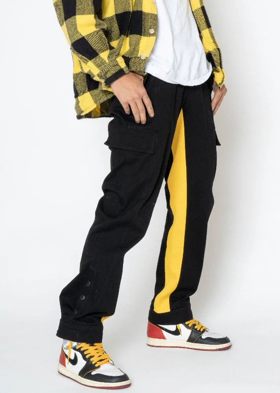 Can't Miss Blank State Men's Snap Cargo Pants in Black/Yellow