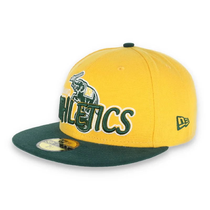 Hurry In Oakland Athletics New Era 59Fifty Cap Elephant Logo-Yellow/Green
