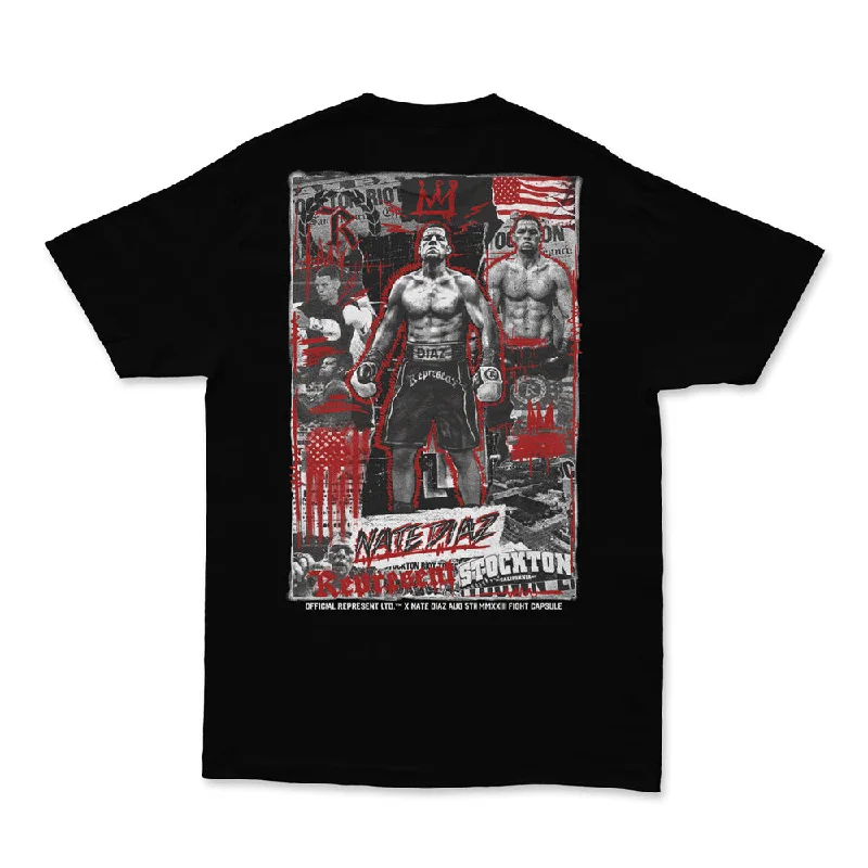 Weekend Discounts to Savor Nate Diaz Stockton IN THE NEWS Heavy Tee [BLACK]