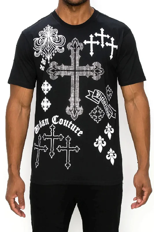 Today’s Deal Crystal Embellished Cross Urban Couture T-Shirts