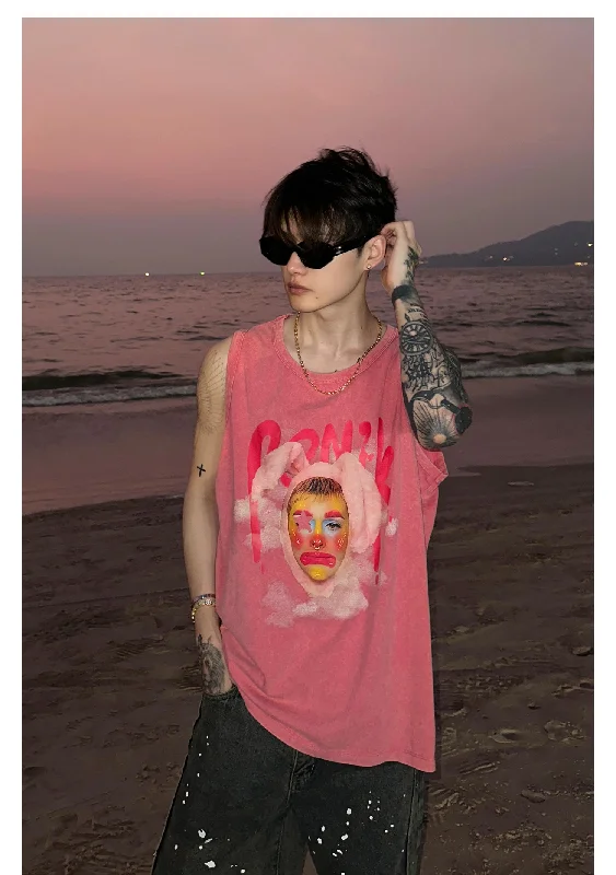 Half Price [CUIBUJU] American print loose summer vest na694 
