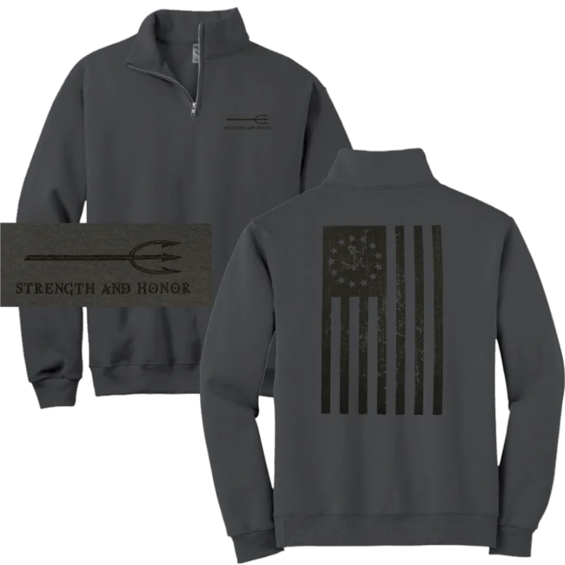 Bargain Prices Bone Frog Flag Cadet Collar Quarter Zip Sweatshirt