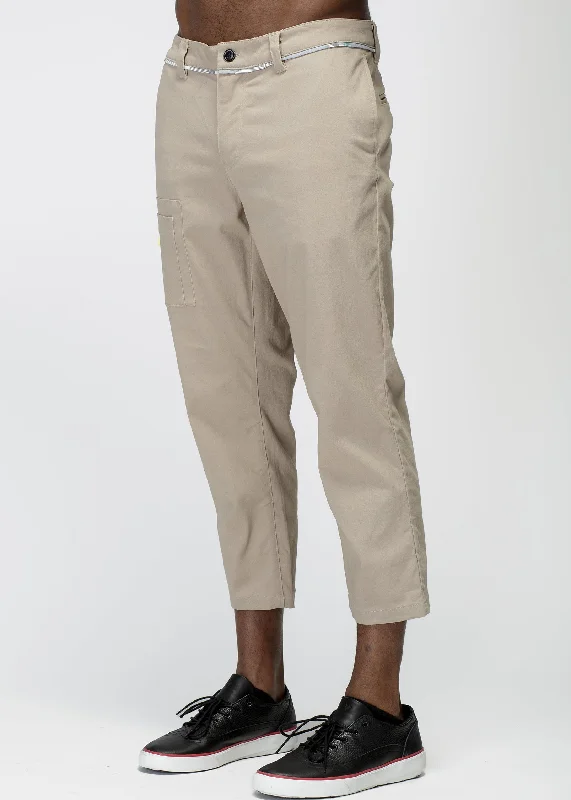 Weekend Special Konus Men's Cropped Side Zip Pants in Tan
