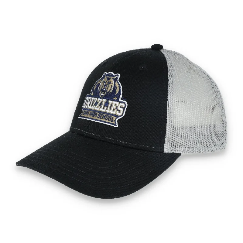 Online Specials Napa High Grizzlies Low Profile Trucker with Modified Flat Bill Cap-BLACK/GREY Online Specials Napa High Grizzlies Low Profile Trucker with Modified Flat Bill Cap-BLACK/GREY