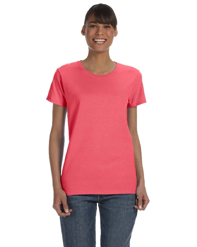Clearance Sale Gildan Ladies Lightweight 100% Cotton T-Shirt | Coral Silk