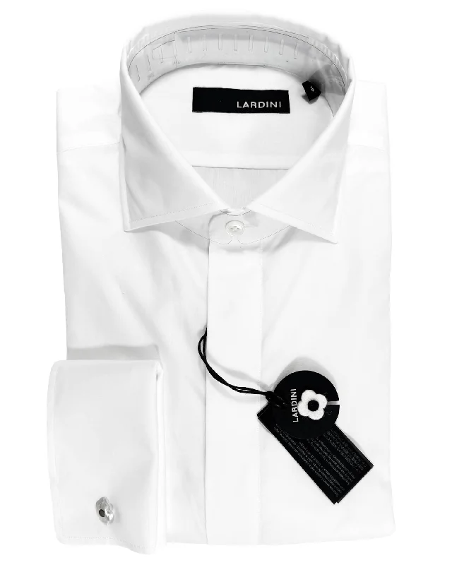 Lardini Tuxedo Shirt White French Cuffs 42 - 16 1/2 Sartorial