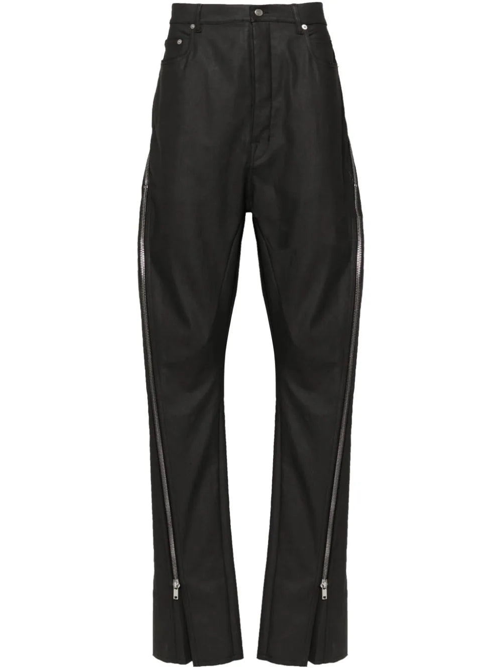 Buy Now Zip-Detailed Coated Straight Trousers