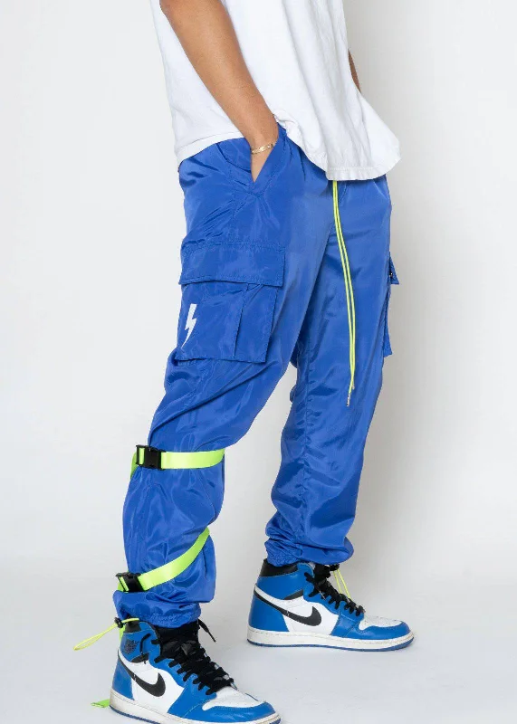 Price Buster Blank State Men's Swishy Utility Cargo Pants in Royal Blue
