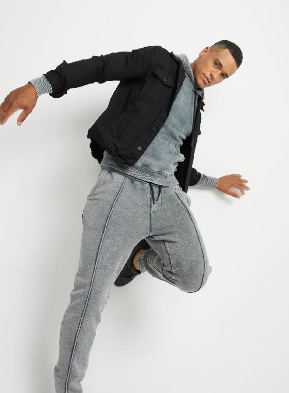 Closeout Deal Grey Fleece Acid Wash Jogger