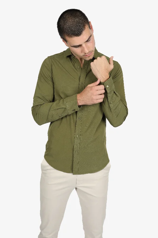 Hurry In Olive Peached Tencel Shirt