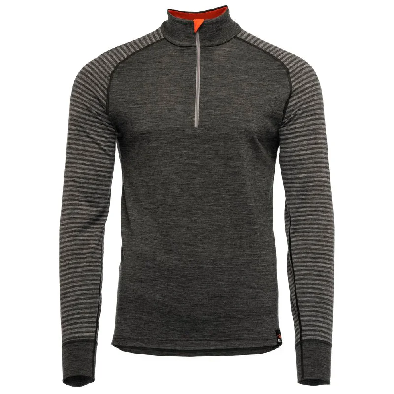 Weekend Bargains to Indulge In Mens Merino 200 Long Sleeve Zip Neck (Stripe Smoke/Charcoal)