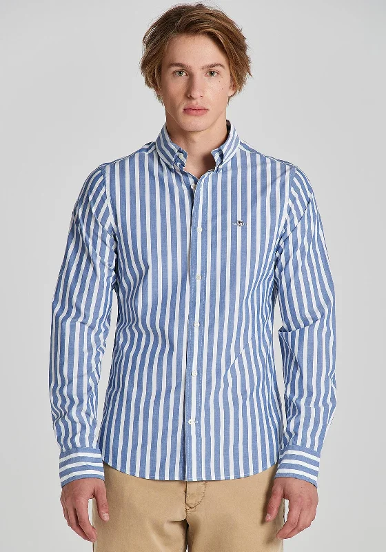 Special Savings Gant Slim Poplin Stripe Shirt, College Blue
