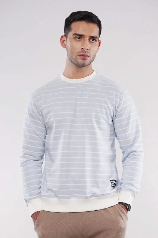 Striped Terry Sweatshirt - Sky Blue