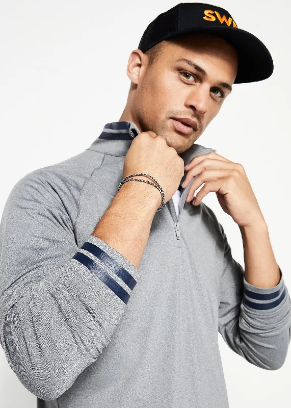 Special Savings Performance Quarter Zip | Heather Grey w/Navy Stripe