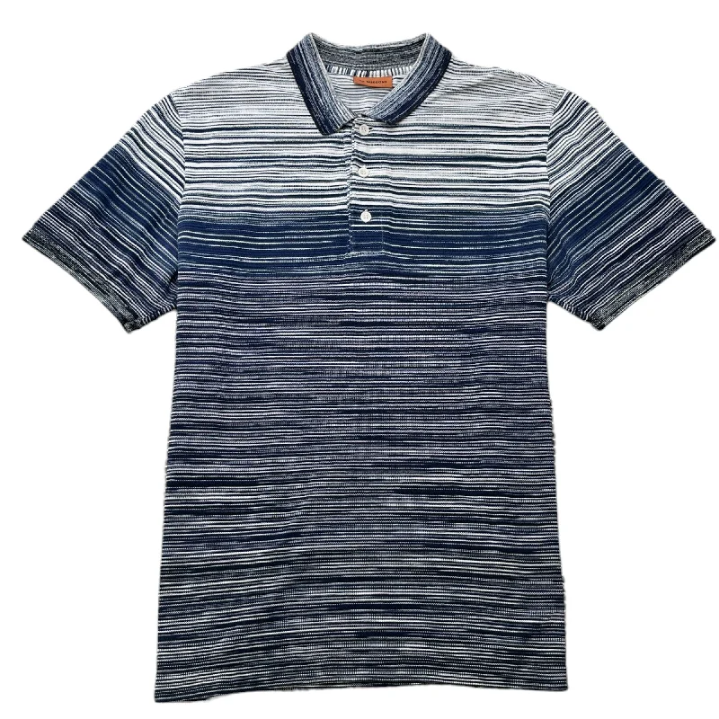 Men's Space-Dyed Stripe Polo Shirt Blue Size XL