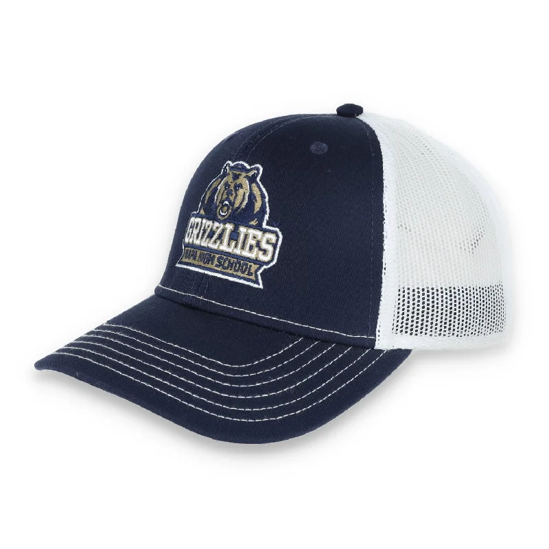 One-DAY Sale Napa High Grizzlies Flat Bill with Mesh Back Cap-Navy/White