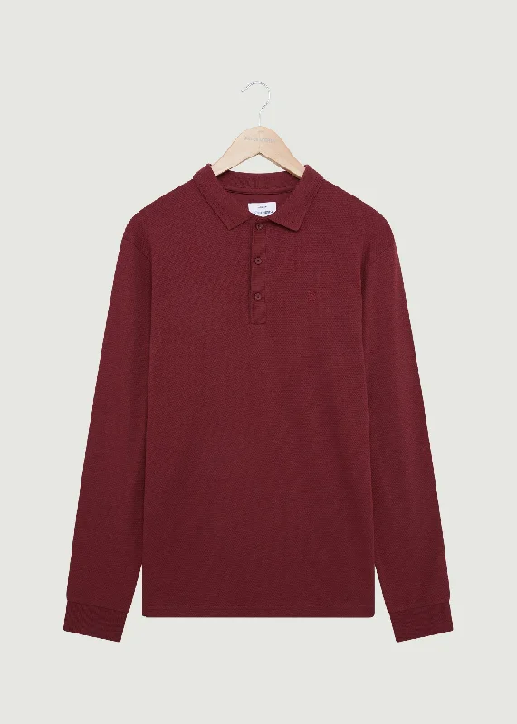 Barone Long Sleeved Polo - Burgundy